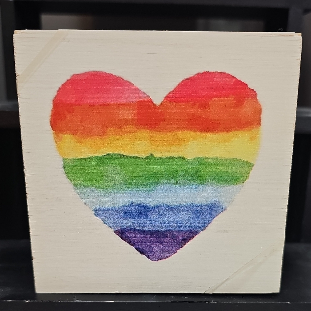 Rainbow Heart Wooden Drink Coasters